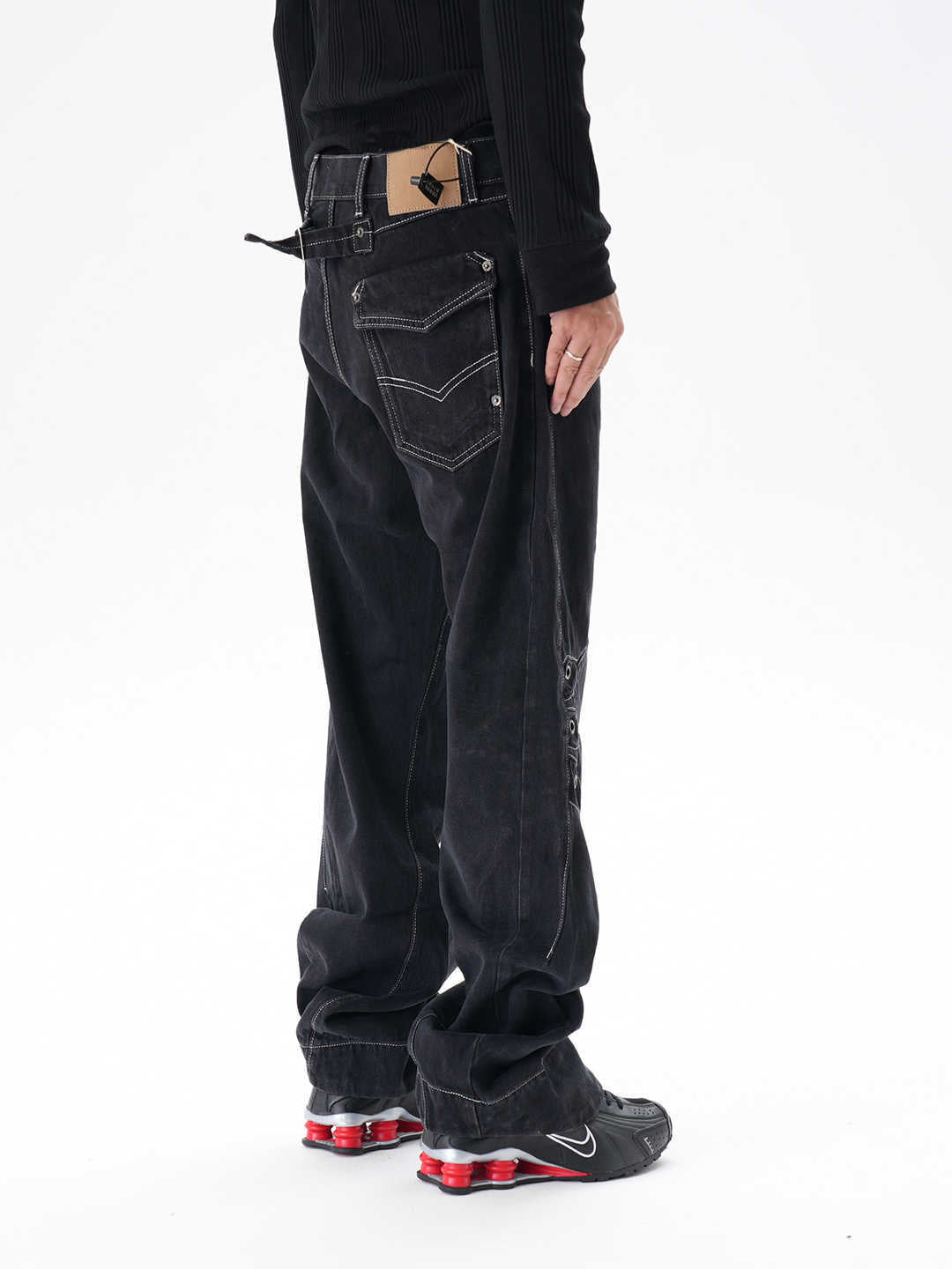 Contrast Color Loose Machete Jeans Men GlamzKart