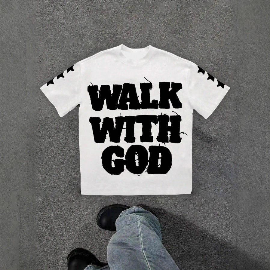 Personality Street Hip Hop Style Letter Pattern T-shirt Retro GlamzKart