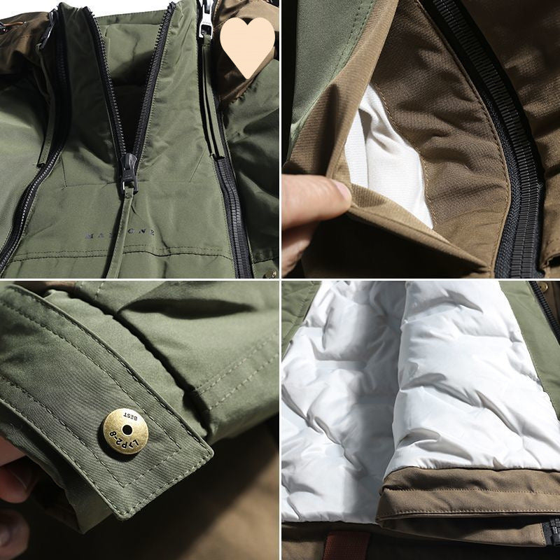 Double Zipper Design Trendy Casual Down Niche Warm Jacket GlamzKart