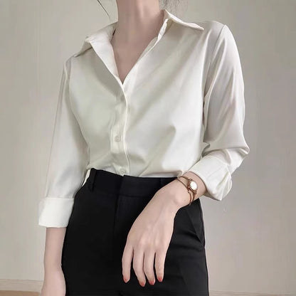 Women's High-grade Green Satin Shirt GlamzKart