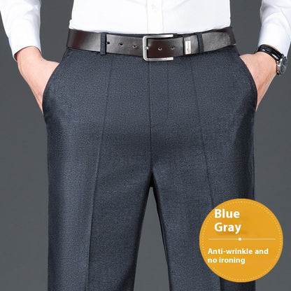 Men's Casual Pants Loose Straight Business Trousers Blue And Gray Thick Paragraph GlamzKart
