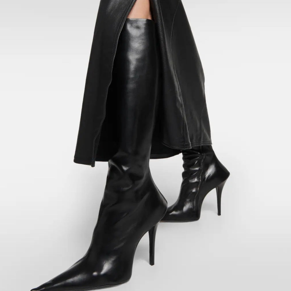New Stiletto Heel Pointed Shaped Heel Side Zipper Knee-length Female Boots GlamzKart