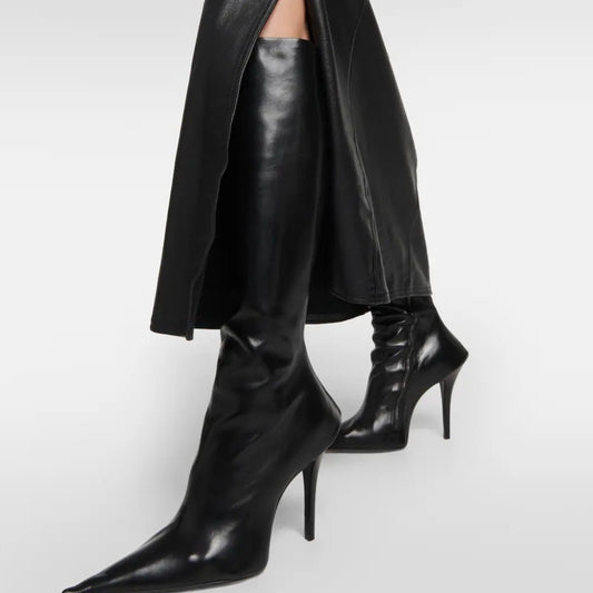 New Stiletto Heel Pointed Shaped Heel Side Zipper Knee-length Female Boots GlamzKart