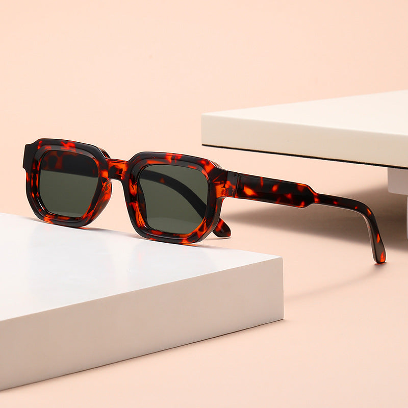 Fashionable Sunglasses Simple Personality Small Frame Square All-match Sunglasses Hawksbill Frame Green Piece GlamzKart
