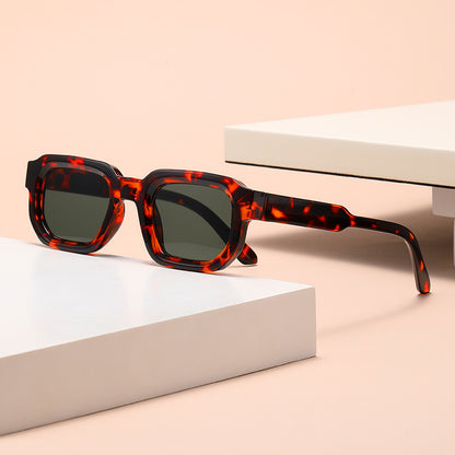 Fashionable Sunglasses Simple Personality Small Frame Square All-match Sunglasses Hawksbill Frame Green Piece GlamzKart
