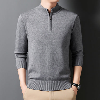 Fashion Men's Knitting Sweater Business Base Wool Gray GlamzKart