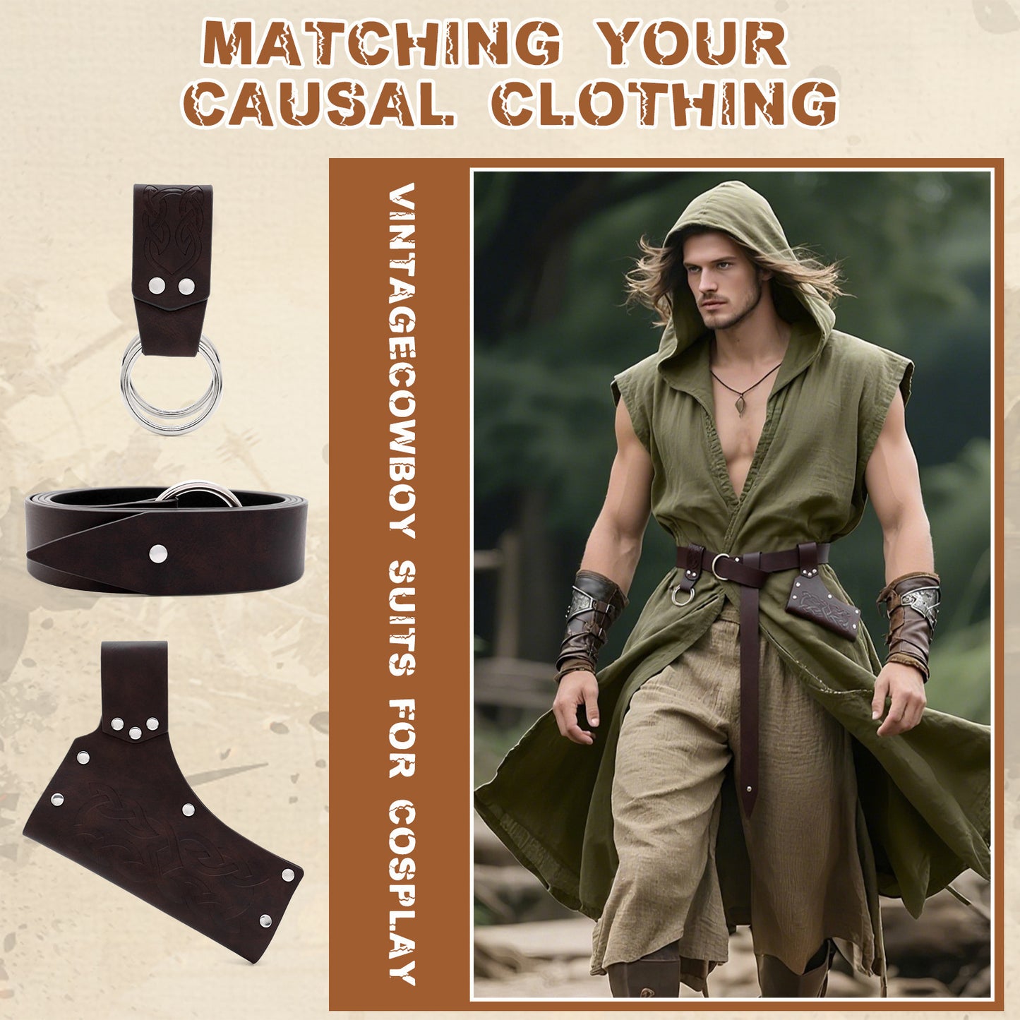 Medieval Knight PU Belt COSPLAY Props Men GlamzKart
