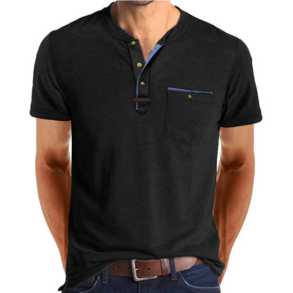 Men's Short-sleeved T-shirt Casual Crew Neck Top Black GlamzKart