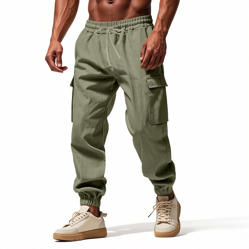 Loose Multi-pocket Workwear Ankle Banded Slacks GlamzKart