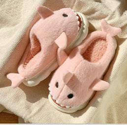 Thick Non-slip Silent Home Warm Cotton Shoes Shark Pink GlamzKart