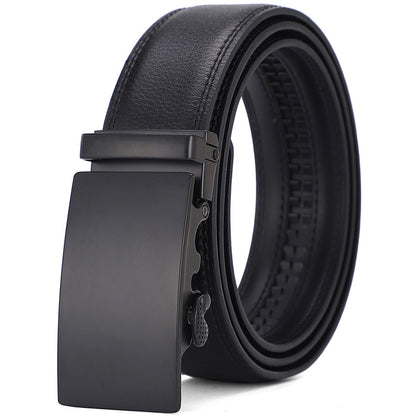 Men's All-match Automatic Buckle Cowhide Belt Q066 Black GlamzKart