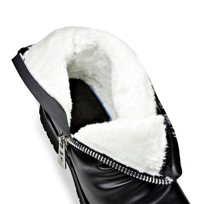 Autumn And Winter British Style Men's Leather Boots High-top Zipper Martin Boots Black Plus Velvet GlamzKart