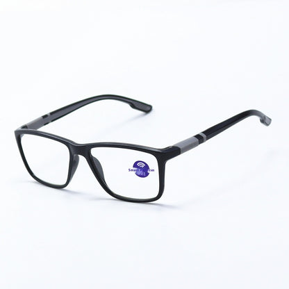 HD Anti-Blue Ray TR Reading Glasses For Middle-aged And Elderly People Intelligent Zoom LH196 Black Frame Gray Legs GlamzKart