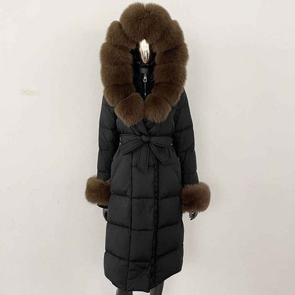 Thickened Long Section White Goose Down Slim Fit Women's Coat