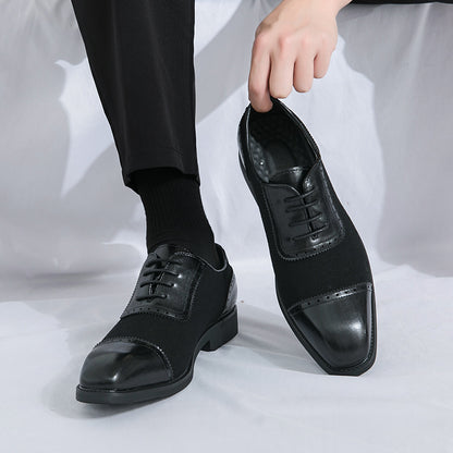 Men's Thick-soled Raised Round Toe Lace-up Business Leather Shoes GlamzKart