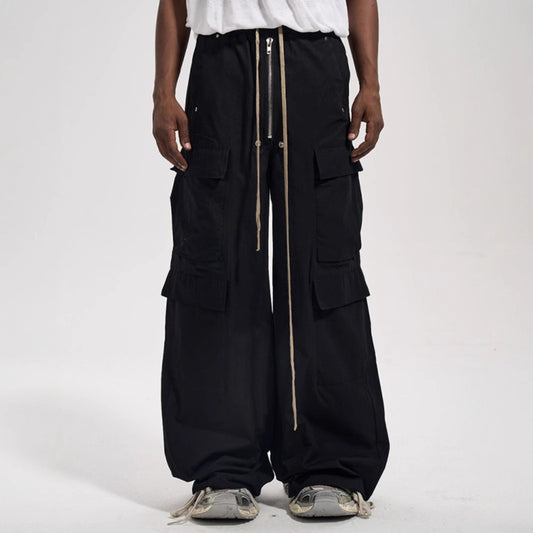 Side Pocket Loose Mop Tooling Flared Casual Pants GlamzKart