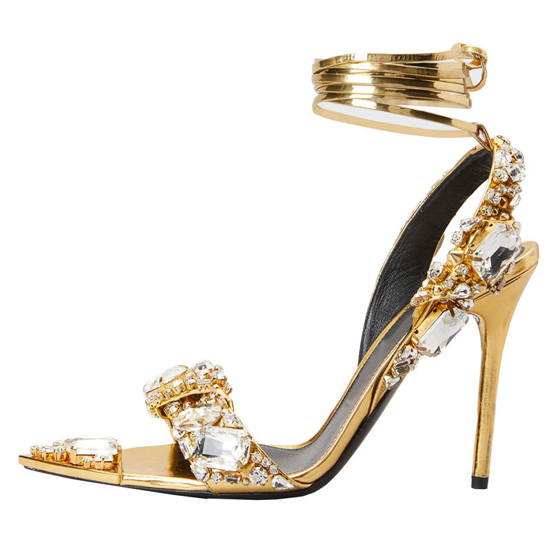 European And American Super High Heel Pointed Toe Rhinestone Fashion Banquet Catwalk GlamzKart