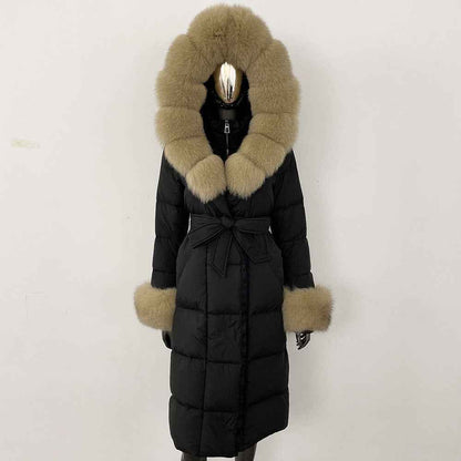 Thickened Long Section White Goose Down Slim Fit Women's Coat
