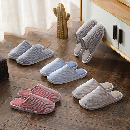 Household Stripes Home Indoor Non Slip Cotton Slippers GlamzKart