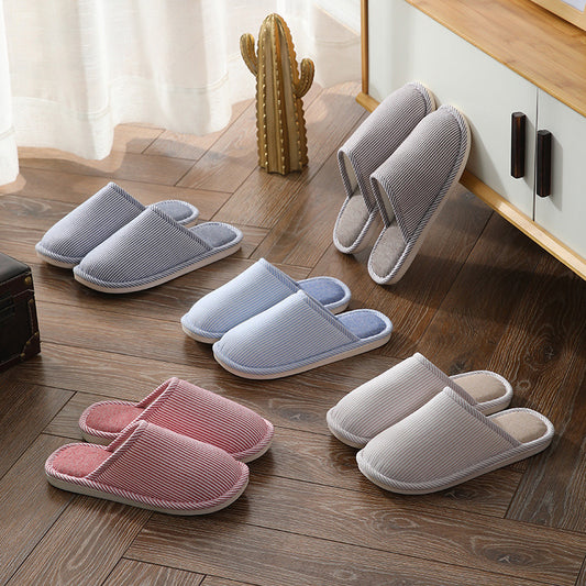Household Stripes Home Indoor Non Slip Cotton Slippers GlamzKart