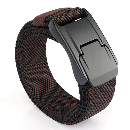 Men's Tactical Belt Casual Weaving Elastic Twill Brown 125cm GlamzKart