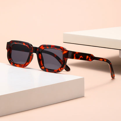 Fashionable Sunglasses Simple Personality Small Frame Square All-match Sunglasses Hawksbill Frame Black And Gray GlamzKart
