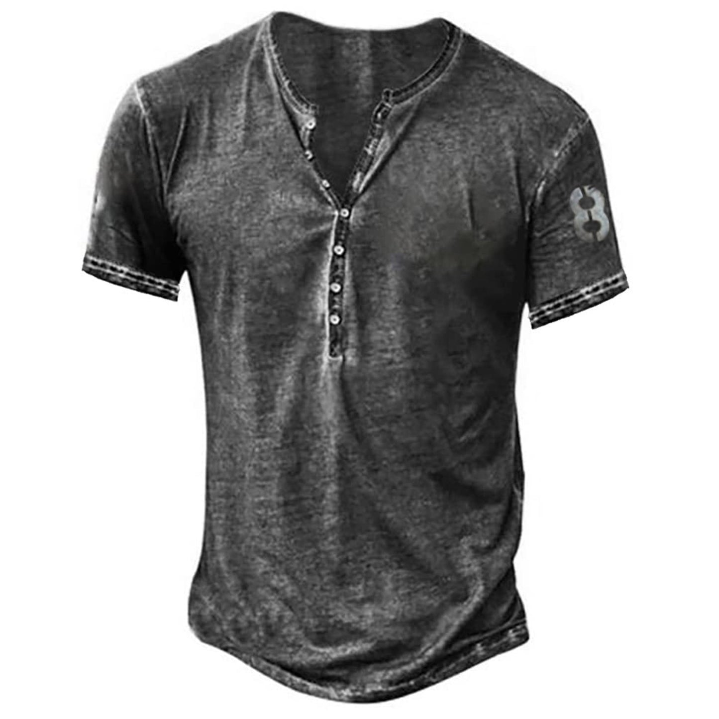Casual Distressed Youth Short Sleeve Bottoming T-shirt Dark Gray GlamzKart