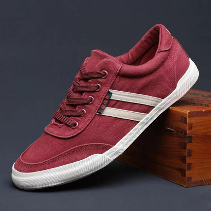 Breathable Casual Large Size Shoes Summer Men's Shoes Canvas 8152 Wine Red GlamzKart