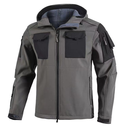 Soft Shell Beetle Top Fleece-lined Windproof Waterproof Jacket Gray GlamzKart