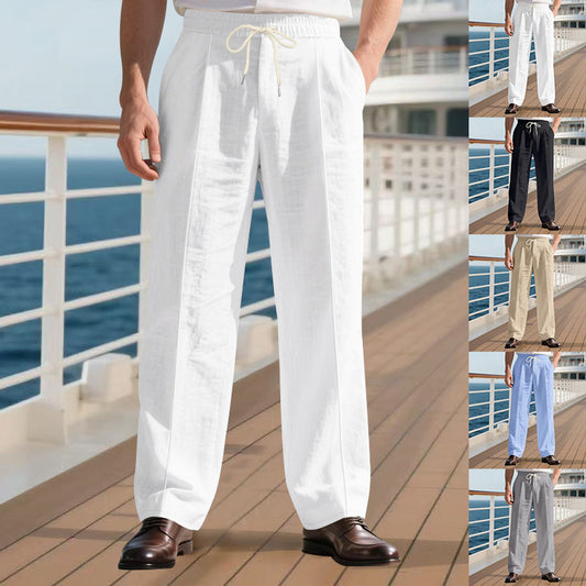 Loose Breathable Linen Leisure Men's Simplicity Trendy Loose Beach Pants GlamzKart