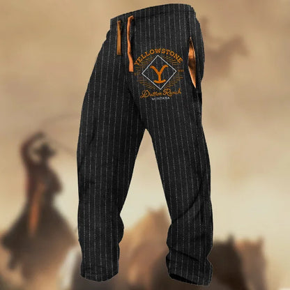Technology Printing Trousers Elastic Closed Rope Straight-leg Trousers CD387 GlamzKart