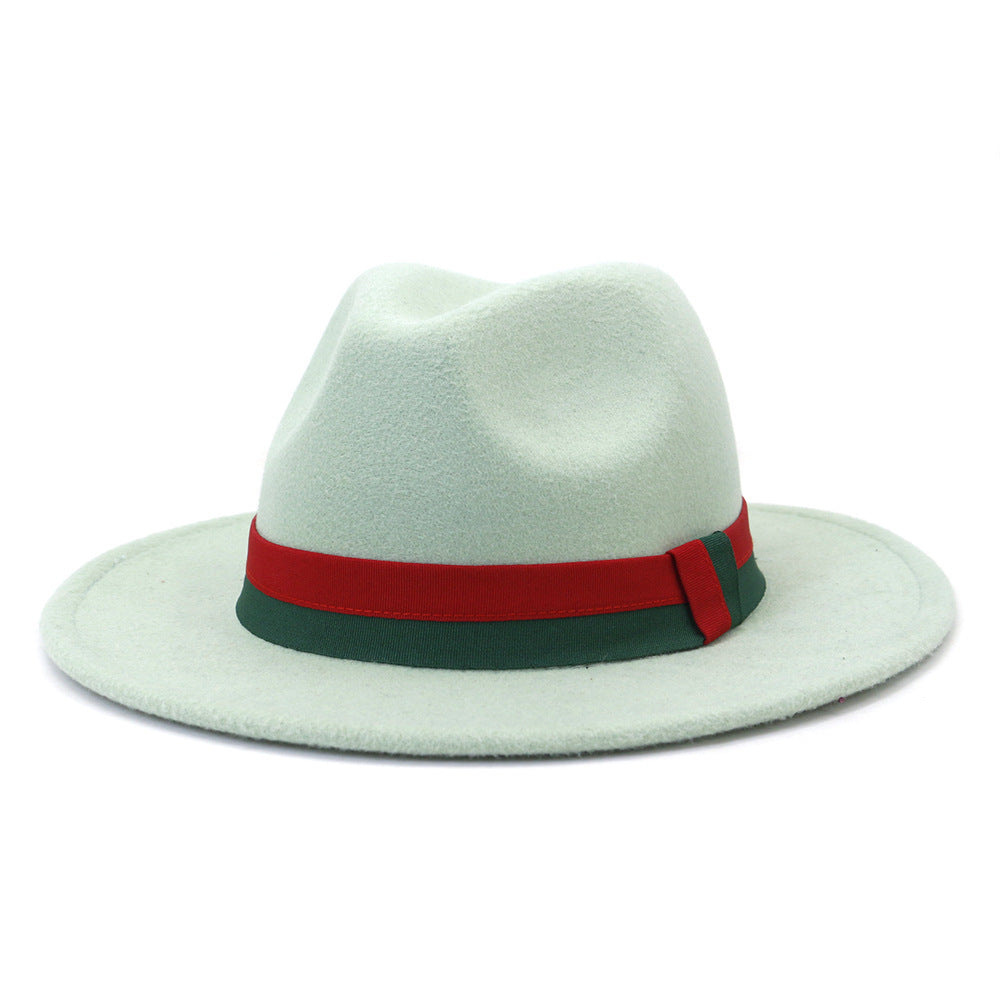 Big Brim British Style Woolen Jazz Top Hat Mint Green 58cm GlamzKart