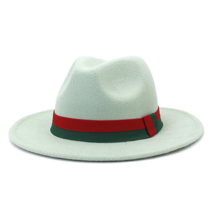Big Brim British Style Woolen Jazz Top Hat Mint Green 58cm GlamzKart