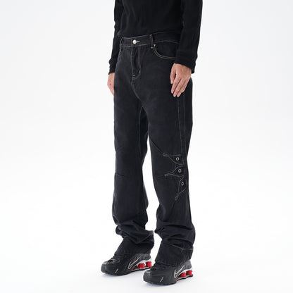 Contrast Color Loose Machete Jeans Men GlamzKart