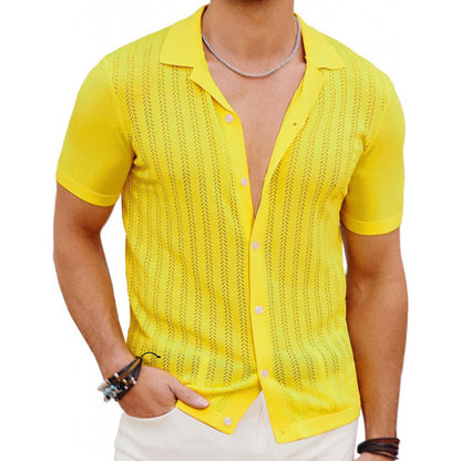 Summer Cool Hollow Men's Shirt Yellow GlamzKart