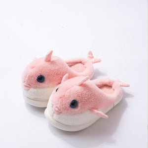 Thick Non-slip Silent Home Warm Cotton Shoes Whale Pink GlamzKart