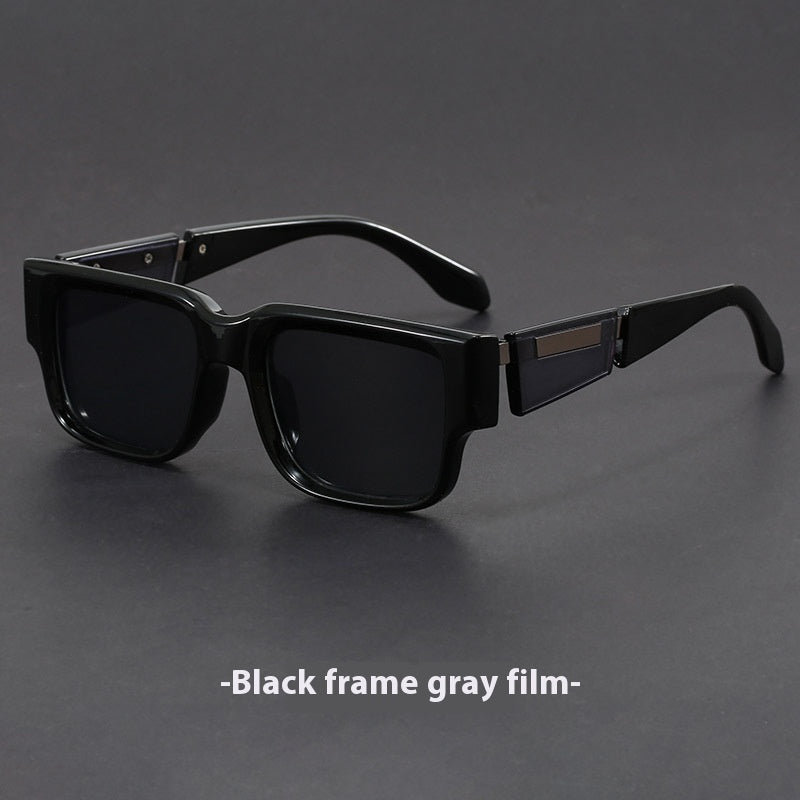 Gray Blue Square Thick Frame Sunglasses UV-proof Retro Simple Sun Glasses Bright Black And Gray GlamzKart