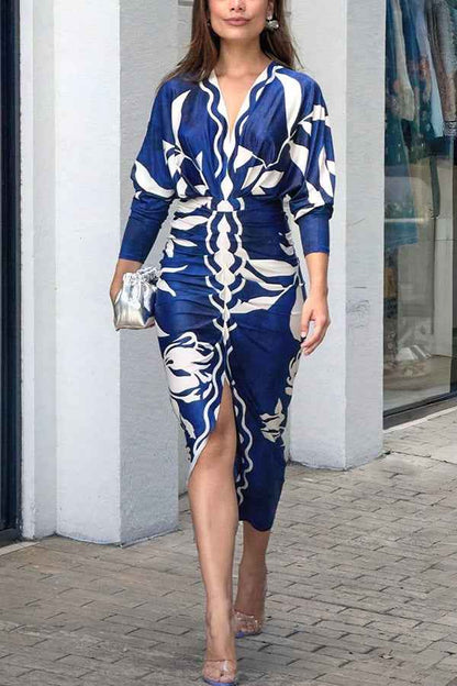 Fashion Personality Printed V-neck Dress Women