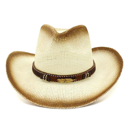 Western Spray Paint Straw Cowboy Hat Beach Hat GlamzKart