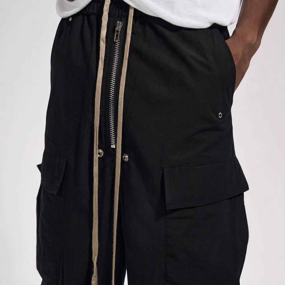 Side Pocket Loose Mop Tooling Flared Casual Pants GlamzKart