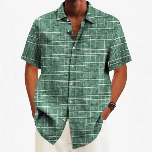Personal Leisure Loose Men's Cardigan Button Short Sleeve Shirt GlamzKart
