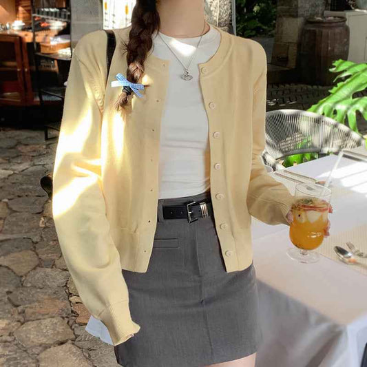 Women's Yellow High-grade Small Sweaters Cardigan