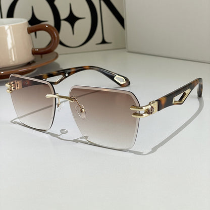 Street Shooting Ins Trendy Trimming Sunglasses Double Tea Leopard Leg GlamzKart