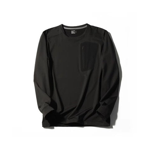 Quick-drying Long-sleeved Bottoming Shirt Round Neck T-shirt Black GlamzKart