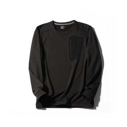 Quick-drying Long-sleeved Bottoming Shirt Round Neck T-shirt Black GlamzKart