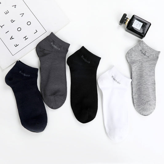 Men's Breathable Bamboo Fiber Solid Color Short Socks GlamzKart