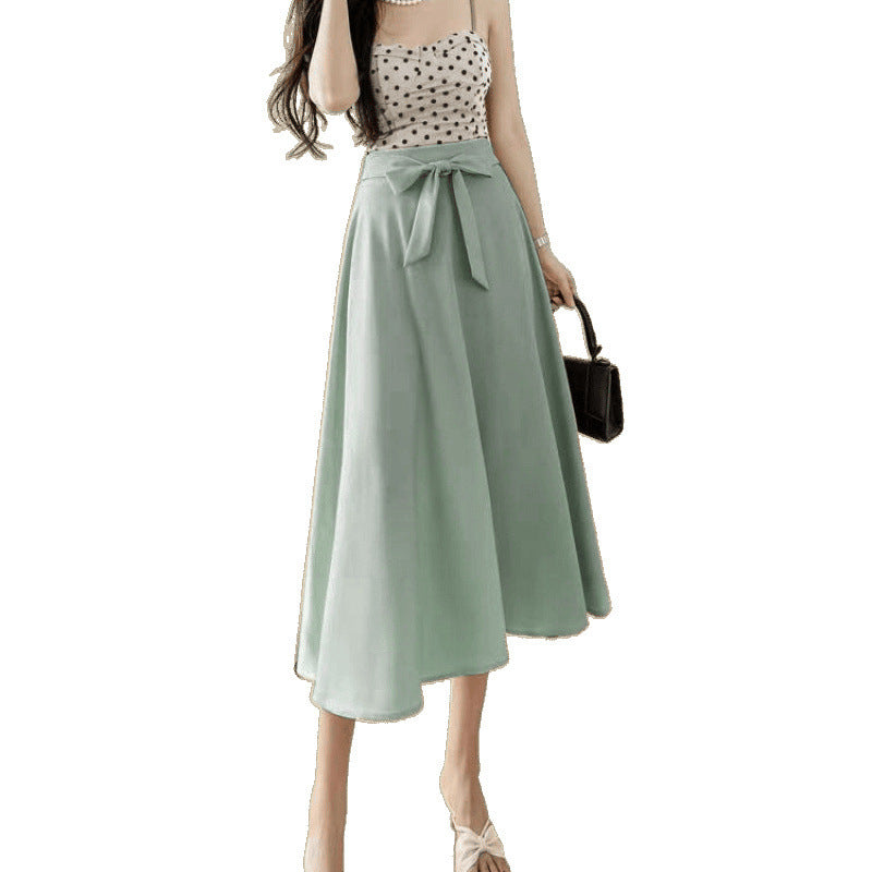 A- Line Skirt Draping Large Hem Mid-length Skirt GlamzKart