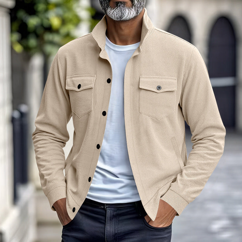 Simple Versatile Multi-pocket Long Sleeve Stand-up Collar Jacket Men's Clothing GlamzKart