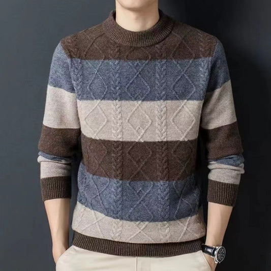 Autumn And Winter Pure Color Youth Business Casual Loose Round Neck Cashmere Knitted Bottoming Shirt GlamzKart