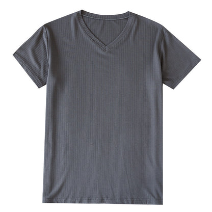 Men's Summer Jacquard Modal Outerwear T-shirt Pajamas Solid Color Sweat-absorbent Cool Breathable Fabric GlamzKart
